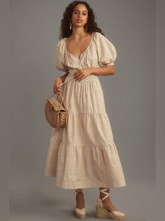 Anthropologie Dresses & Skirts - Anthropologie The Somerset Cotton Cottagecore Puff Sleeve Peasant Maxi Dress XS